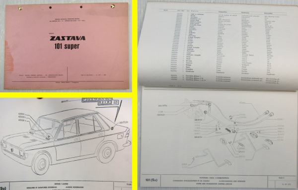 Zastava 101 super Ersatzteilliste Ersatzteilkatalog Parts List 1977 Jugoslawien