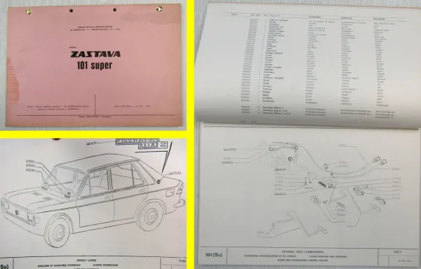 Zastava 101 super Ersatzteilliste Ersatzteilkatalog Parts List 1977 Jugoslawien