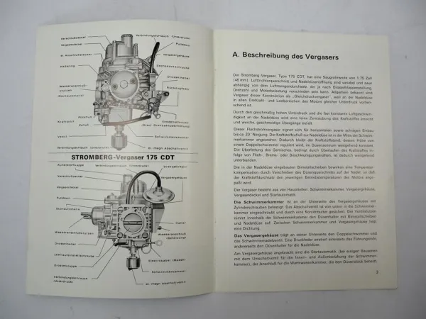 Zenith 175 CDT Stromberg Vergaser Betriebsanleitung 1974 Mercedes Benz W123