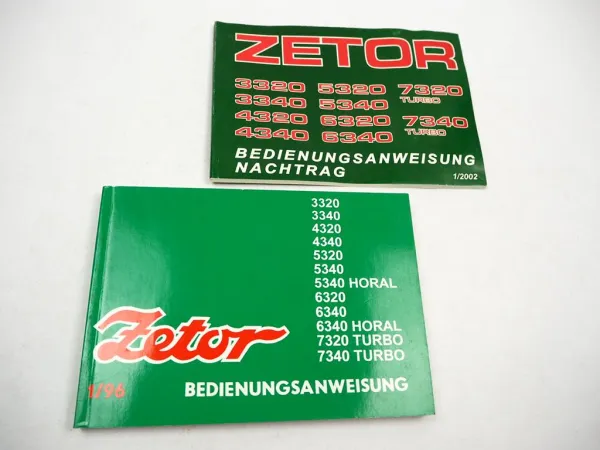 Zetor 3320 4320 5320 6320 7320 3340 bis 7340 Horal Turbo Betriebsanleitung 1996