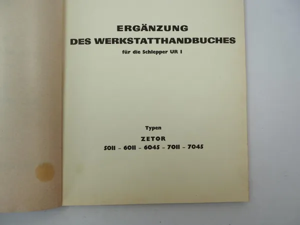 Zetor 5011 6011 6045 7011 7045 Ersatzteilliste Ergänzung Werkstatthandbuch 80/82