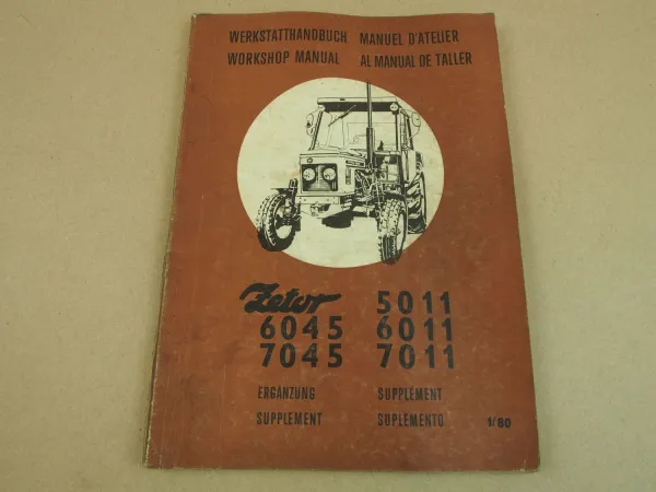 Zetor 5011 6045 6011 7011 7045 Ergänzung Werkstatthandbuch Reparaturanleitung