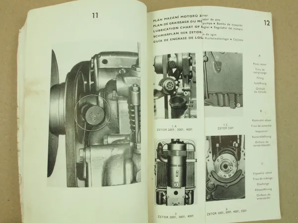 Zetor 5501 4001 3001 2001 Motoren Bildteil Bedienungsanleitung Wartung