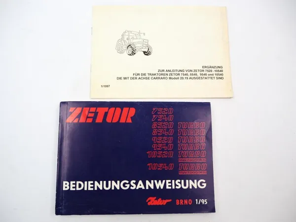 Zetor 7520 7540 8520 8540 9520 9540 10520 10540 Turbo Betriebsanleitung 1995