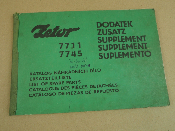 Zetor 7711 7745 Schlepper Nachtrag zur Ersatzteilliste 1985 Supplement Parts Lis