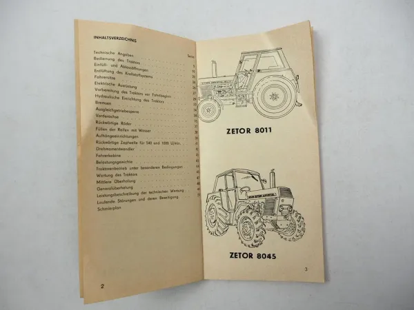Zetor 8011 8045 12011 12045 Traktor Betriebsanleitung Wartung Scheckbuch 1976