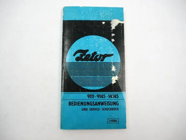 Zetor 9111 9145 14145 Traktor Betriebsanleitung Wartung Scheckbuch 1986