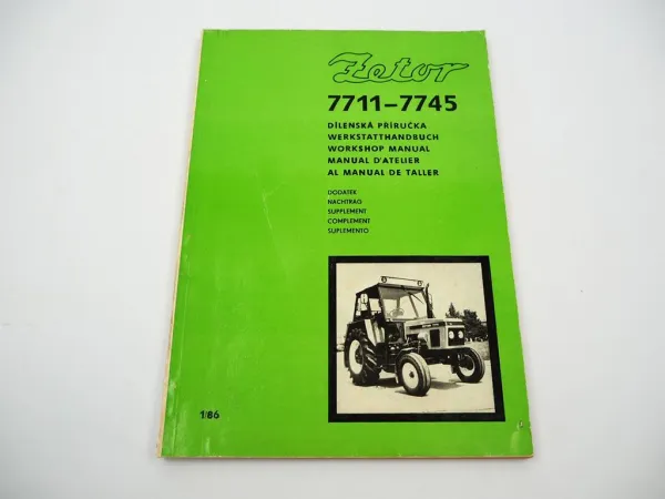 Zetor Z 7711 7745 Traktor Werkstatthandbuch Reparaturhandbuch Nachtrag 1986