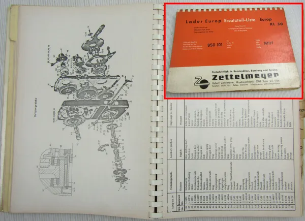 Zettelmeyer Europ KL30 Lader Ersatzteilliste Parts List ca 1960/70iger Jahre