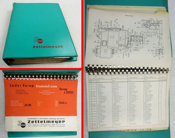 Zettelmeyer Lader Europ L2000 Ersatzteilliste Pieces Rechange Parts List 1960er