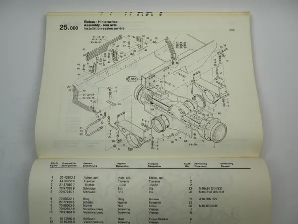 Zettelmeyer ZL 4001 B Radlader Ersatzteilliste Spare parts list Pieces de Rechanges