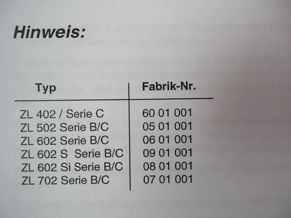 Zettelmeyer ZL 402 502 602 702 B/C Deutz F3L BF4L 1011 F Motor Werkstatthandbuch
