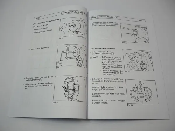 Zettelmeyer ZL 502 602 B/C Reparaturhilfe Bremsanlage Bremsen Werkstatthandbuch