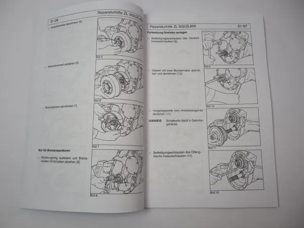 Zettelmeyer ZL 502 602 S/Si B/C Reparaturhilfe Getriebe Achsen Werkstatthandbuch