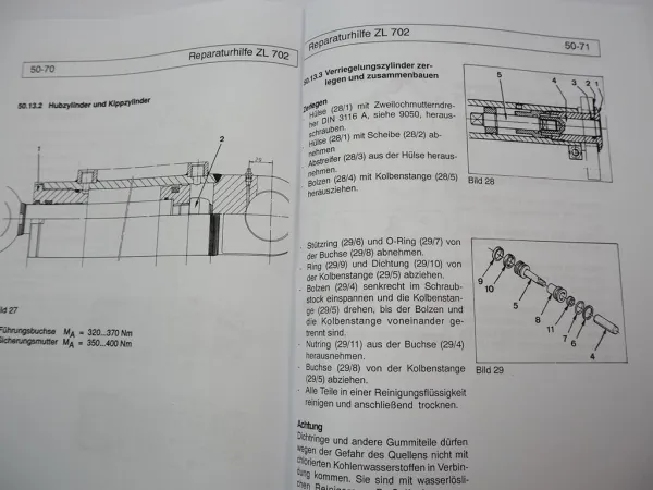 Zettelmeyer ZL 702 Reparaturhilfe Gr. 50 Hydraulische Anlage Hydraulik Werkstatthandbuch