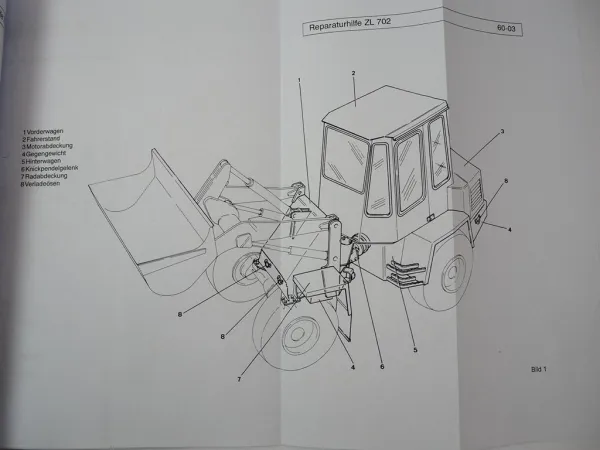 Zettelmeyer ZL 702 Reparaturhilfe Gr. 60 Aufbau Knickgelenk Werkstatthandbuch