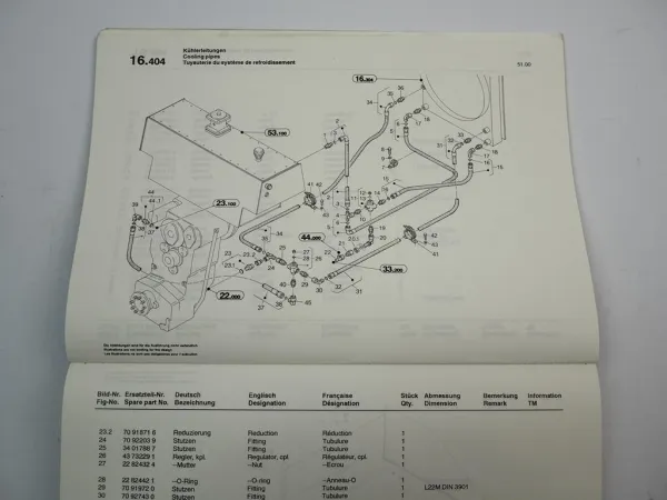 Zettelmeyer ZL1801 Cummins Radlader Ersatzteilliste Spare Parts List 1993