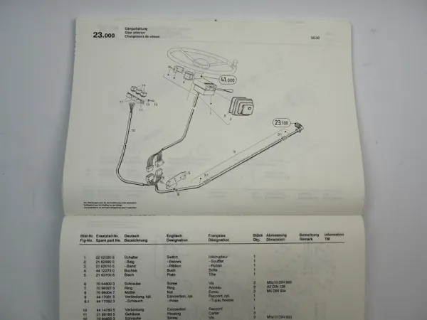 Zettelmeyer ZL1801 Deutz Radlader Ersatzteilliste Spare Parts List 1993