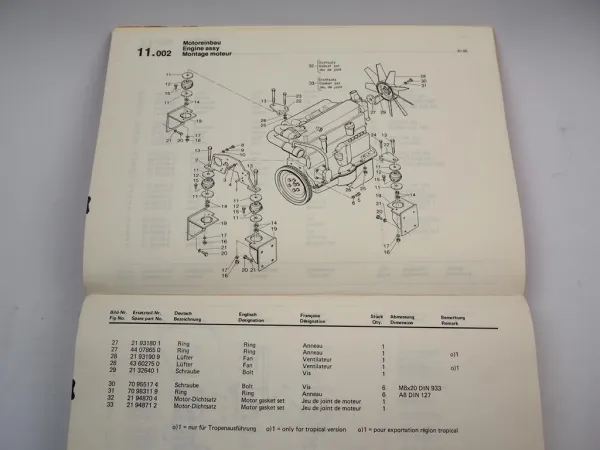 Zettelmeyer ZL2001 Radlader Ersatzteilliste Spare Parts List 1986