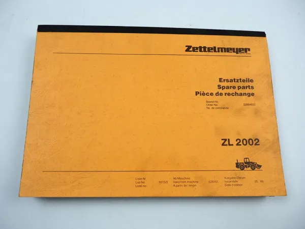 Zettelmeyer ZL2002 Radlader Ersatzteilliste Spare Parts List 1989