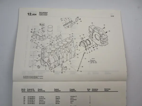 Zettelmeyer ZL3002 Radlader Ersatzteilliste Spare Parts List 1992