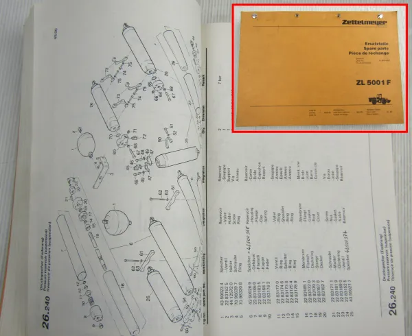 Zettelmeyer ZL5001F Radlader Ersatzteilliste Parts List von 10/1987