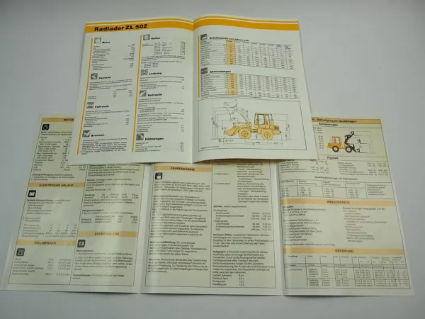 Zettelmeyer ZL502 Radlader 2x Prospekt Technische Daten 1990/92