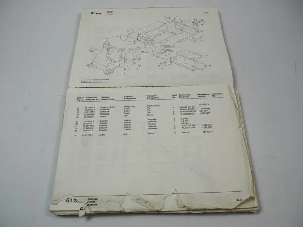 Zettelmeyer ZL602 Radlader Ersatzteilliste Spare Parts List 1993