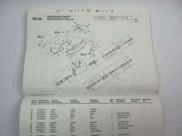 Zettelmeyer ZL602S Serie B Radlader Ersatzteilliste Spare Parts List 1995