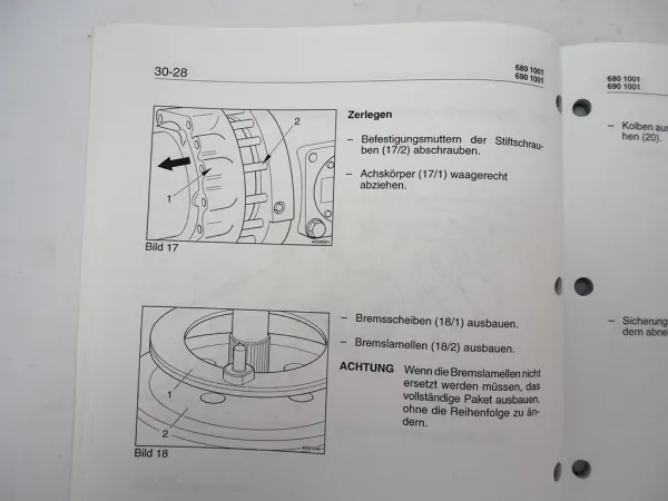 Zettelmeyer ZL802 S Si Radlader Reparaturhilfe Bremsanlage Werkstatthandbuch