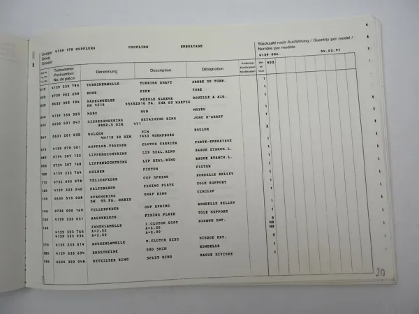 ZF 4 HP 500 Ecomat Getriebe Ersatzteilliste Mercedes Benz NAW Parts List 02/1991