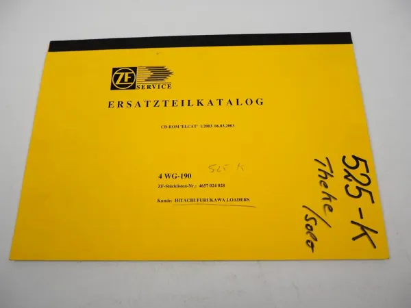 ZF 4WG-190 Hydromedia Getriebe Ersatzteilliste Hitachi Furukawa Technische Daten