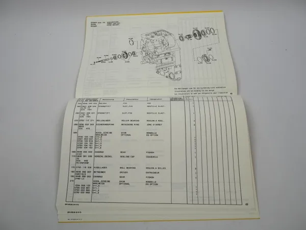 ZF 4WG-260 Hydromedia Getriebe Ersatzteilliste John Deere JCB Liebherr Kaelble 96