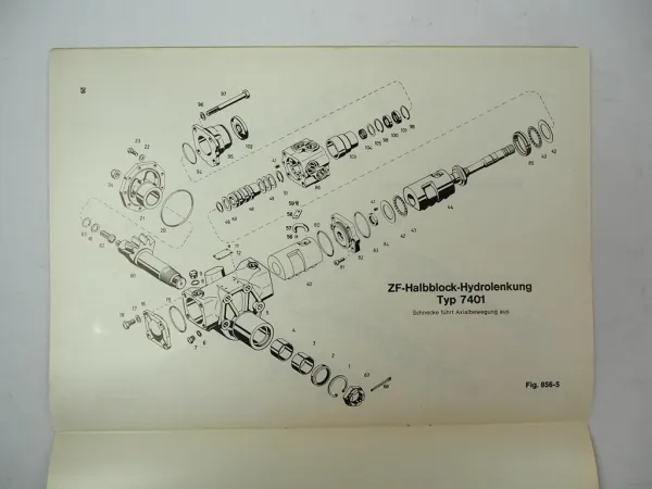 ZF 7401 7404 7860 Halbblock Hydrolenkung Betriebsanleitung Ersatzteilliste 1981