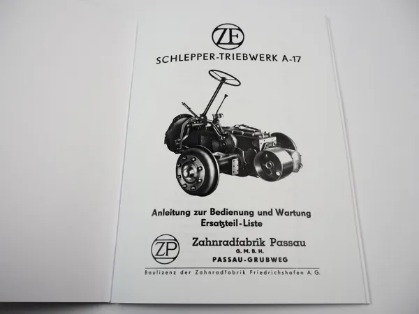 ZF A-17 A17 Getriebe Bedienungsanleitung Montage Zerlegen Ersatzteilliste