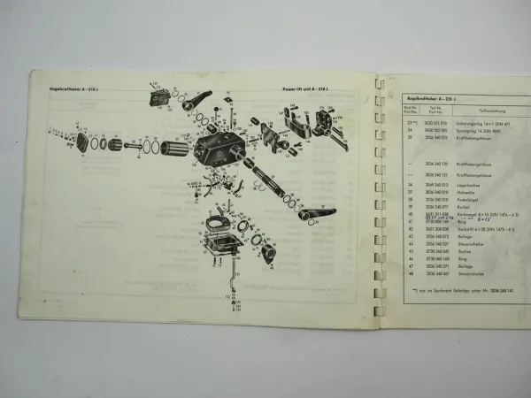 ZF A-210 J Regelkraftheber Ersatzteilliste Bedienung Werkstatthandbuch 1964