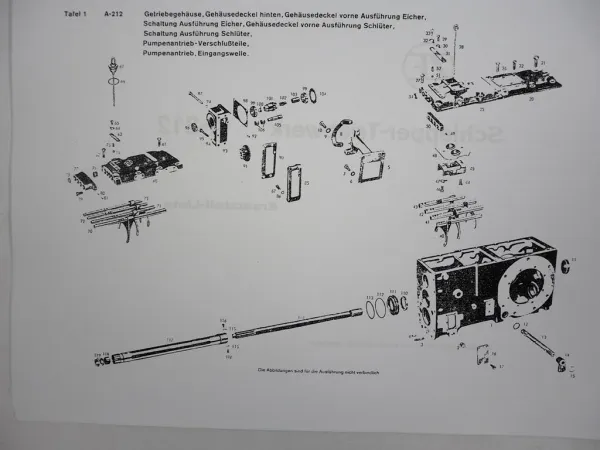 ZF A-212 Schlepper Triebwerk Ersatzteilliste Ausführung Eicher Schlüter 1983