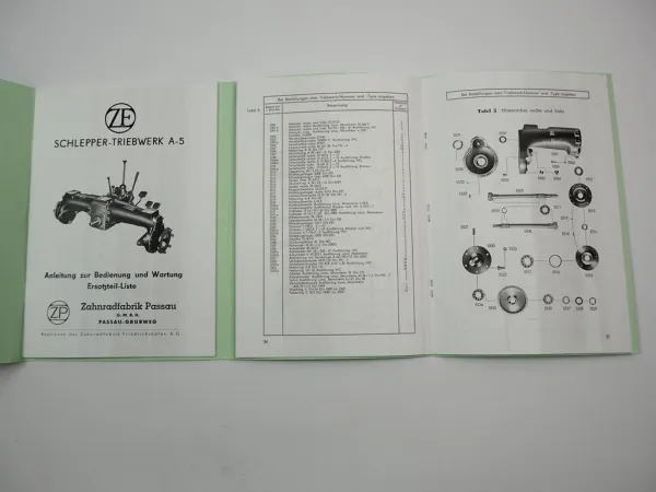 ZF A-5 Triebwerk Bedienung & Ersatzteilliste