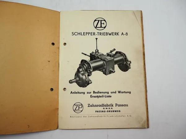 ZF A-8 Triebwerk für Schlepper Güldner Bautz Bedienungsanleitung Ersatzteilliste