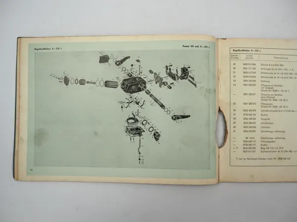 ZF A210J A-210J Regelkraftheber Betriebsanleitung Ersatzteilliste 1964