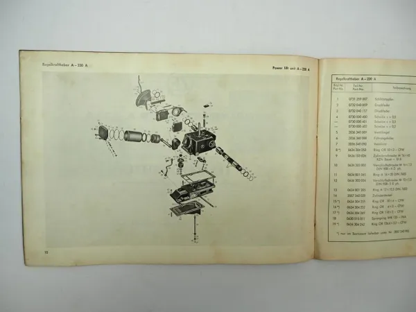 ZF A230A A-230A Regelkraftheber Betriebsanleitung Ersatzteilliste 1966