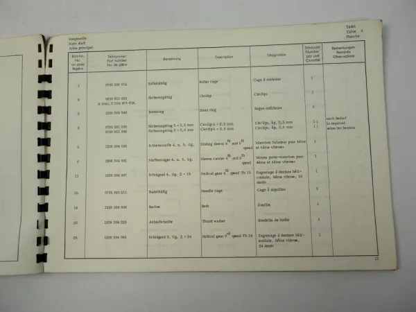 ZF AK5 - 35.2 Getriebe Ersatzteilliste Spare Parts List 1972