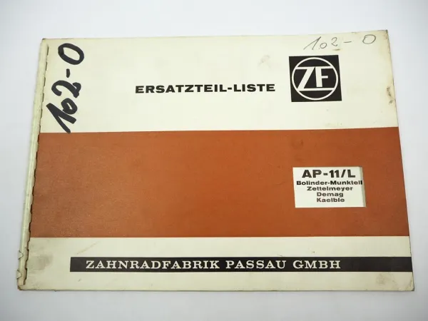 ZF AP-11/L Achse Ersatzteilliste Zettelmeyer Demag Kaelble Bolinder-Munktell 71