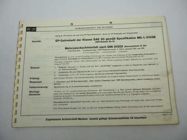 ZF AP-15/R RK Starrachse Ersatzteilliste IHC Kockum-Landsverk Parts List 12/79
