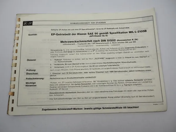 ZF AP-17/R/S Planeten Achse Ersatzteilliste MF Hanomag Frisch Benati Cogema 80