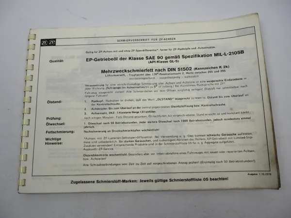 ZF AP-B 35/D DK DKZ-7 Starrachse Ersatzteilliste Liebherr Gottwald Parts List 79