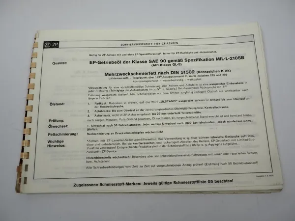 ZF APL-B 25/CK ANL-B 25 Lenkachse Ersatzteilliste Harnischfeger Parts List 1980