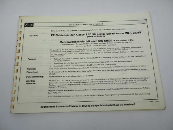 ZF APL-B 25/CK ANL-B 25 Lenkachse Ersatzteilliste Harnischfeger Parts List 1981
