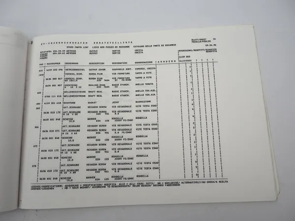 ZF Ecomat 5 HP 590 Getriebe Ersatzteilliste Mercedes-Benz O405GN Parts List 1996