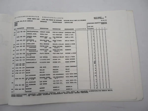 ZF Ecomat 5HP 500 Getriebe Ersatzteilliste Mercedes Benz Bus O405N Parts List 96